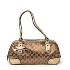 Sac à bandoulière Princy Boston toile de satin monogrammée dorée