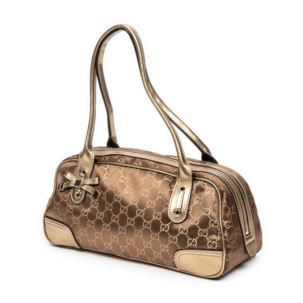 Shoulder bag Princy Boston Gold Monogrammed Satin Canvas