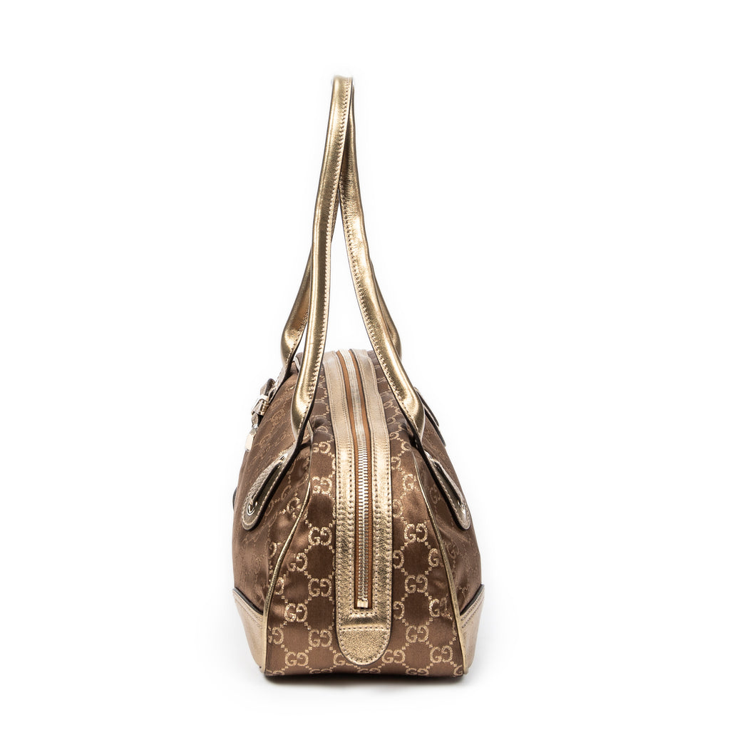 Shoulder bag Princy Boston Gold Monogrammed Satin Canvas