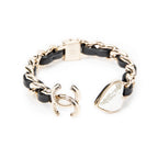 Bracelet CC Heart Chain Link Cuff Bracelet Black Gold Plated