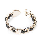 Bracelet CC Heart Chain Link Cuff Bracelet Black Gold Plated