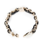 Bracelet CC Heart Chain Link Cuff Bracelet Black Gold Plated