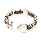 Bracelet CC Heart Chain Link Cuff Bracelet Black Gold Plated