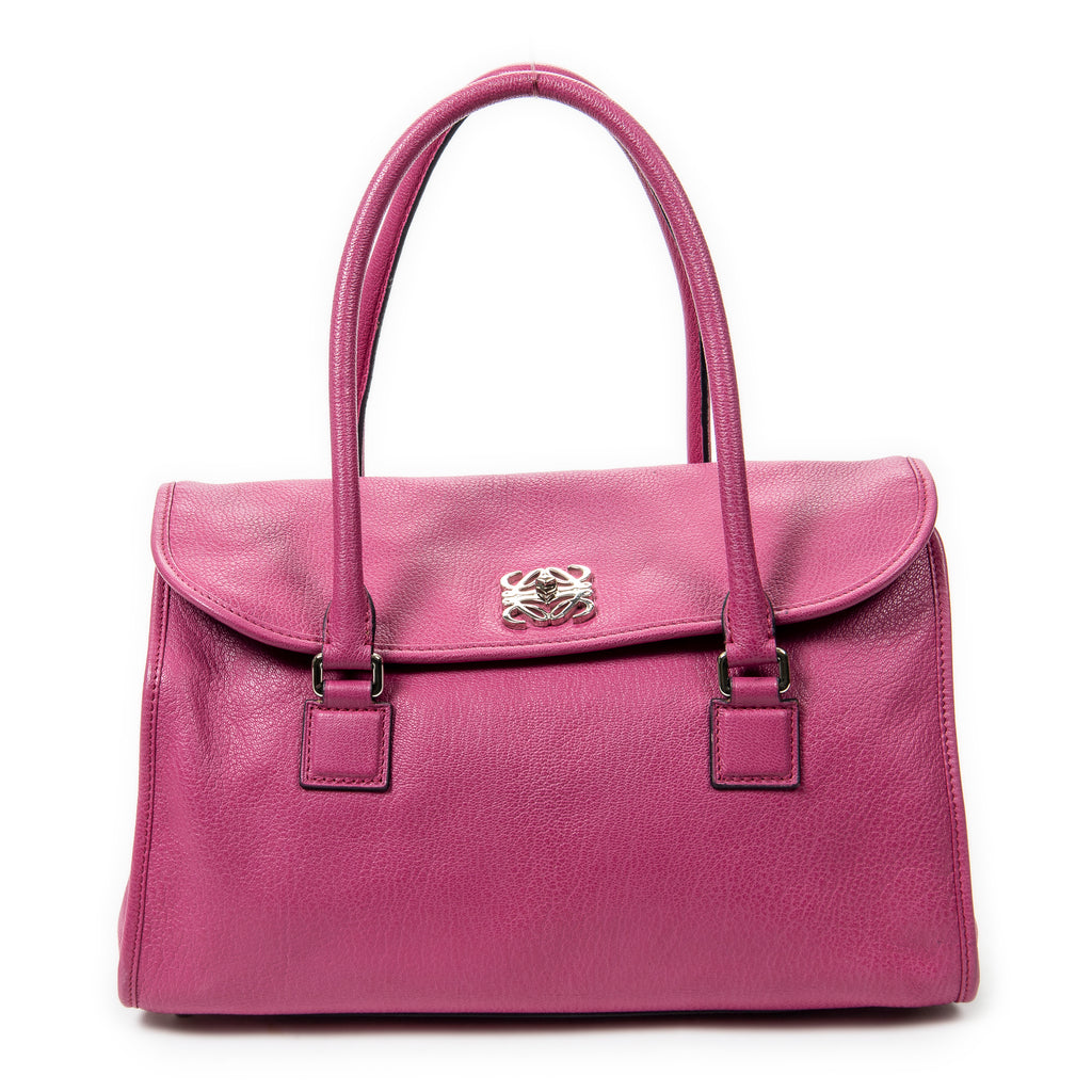 Shoulder bag Alamo 36 Fuchsia Pink Goatskin Leather