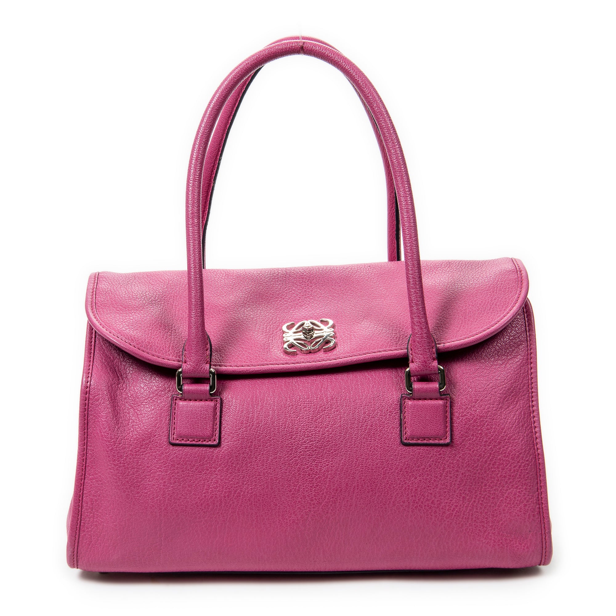 Shoulder bag Alamo 36 Fuchsia Pink Goatskin Leather