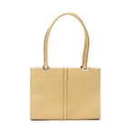 Bolso de hombro Jackie Tote cuadrado de piel de becerro graneada beige