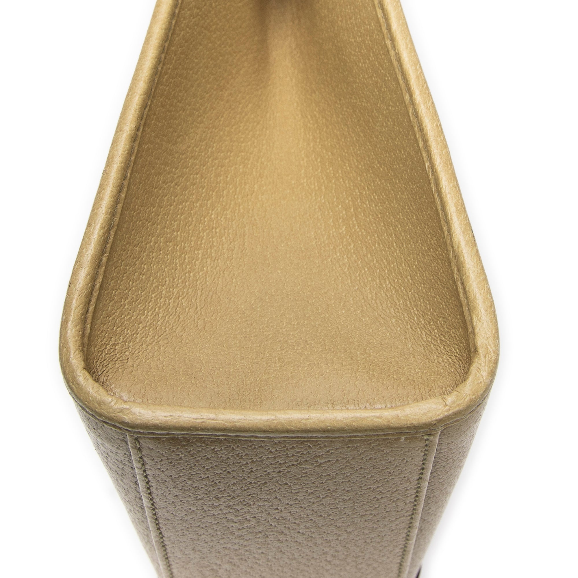 Bolso de hombro Jackie Tote cuadrado de piel de becerro graneada beige