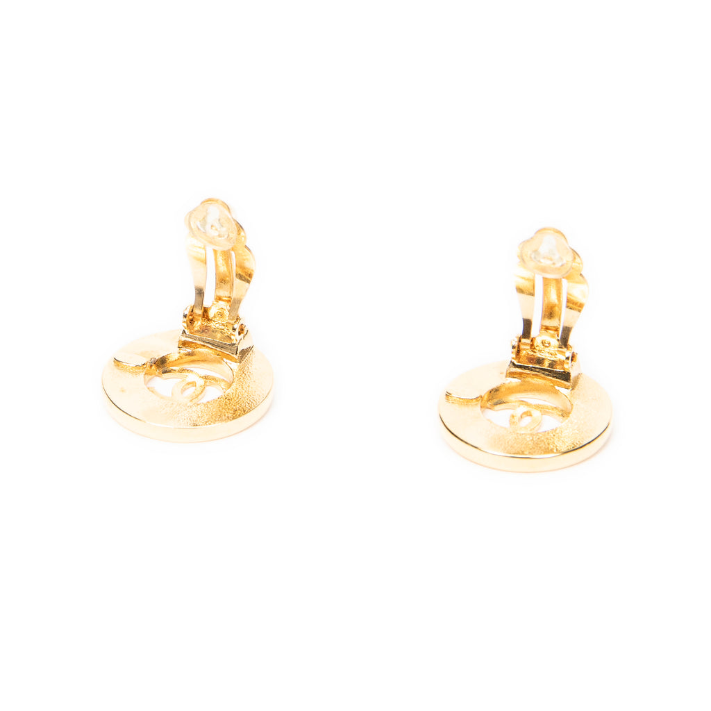 Earrings CC Round Clip On Earrings Gold Gold Plated