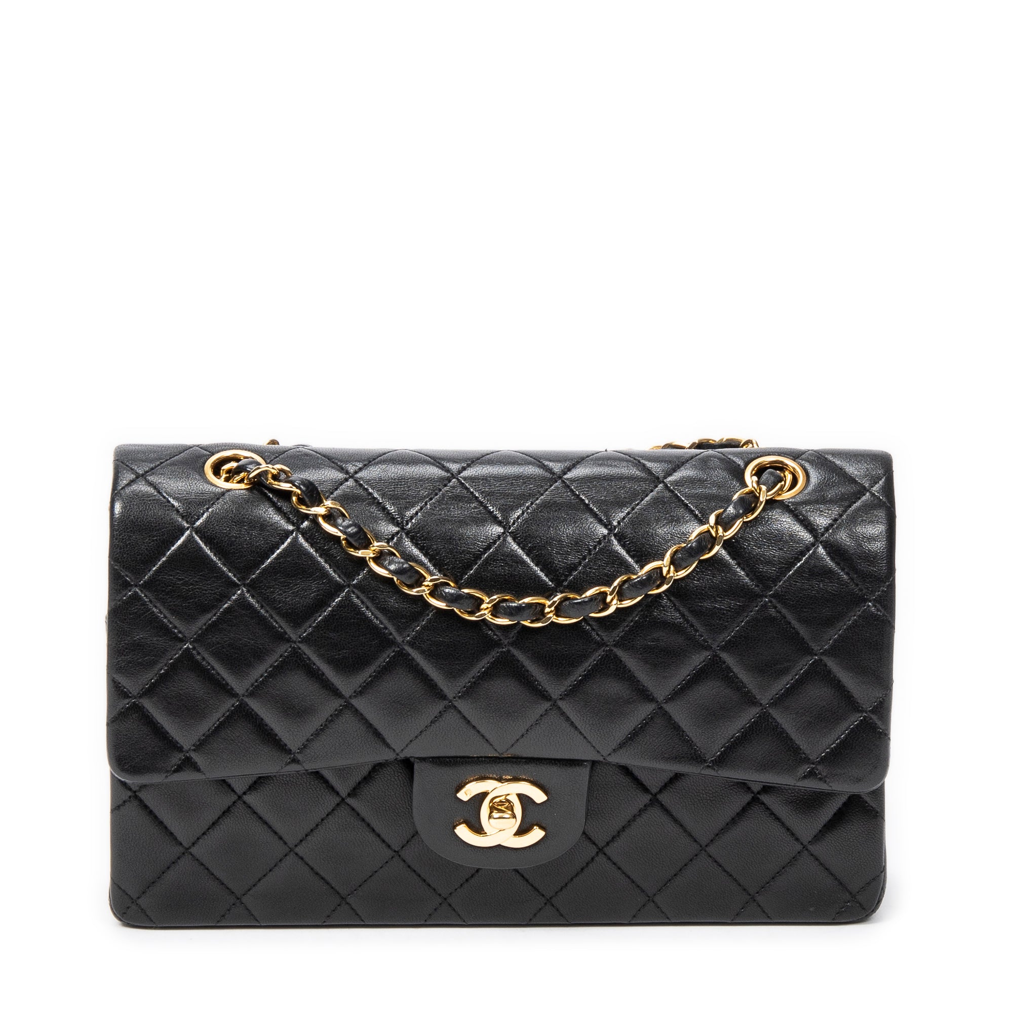 Shoulder bag Classic Double Flap 26 Black Quilted Lambskin Leather