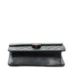 Bolso de hombro vintage con cierre de presión, solapa recta, piel de cordero acolchada negra