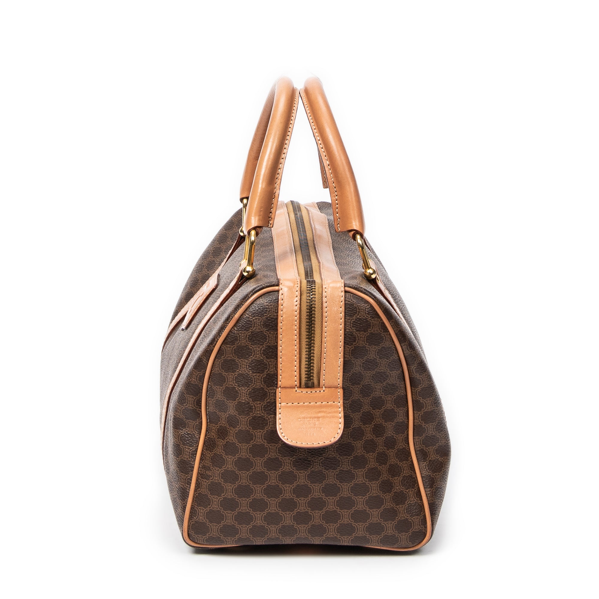 Handbag Vintage Small Boston Brown Macadam Coated Canvas