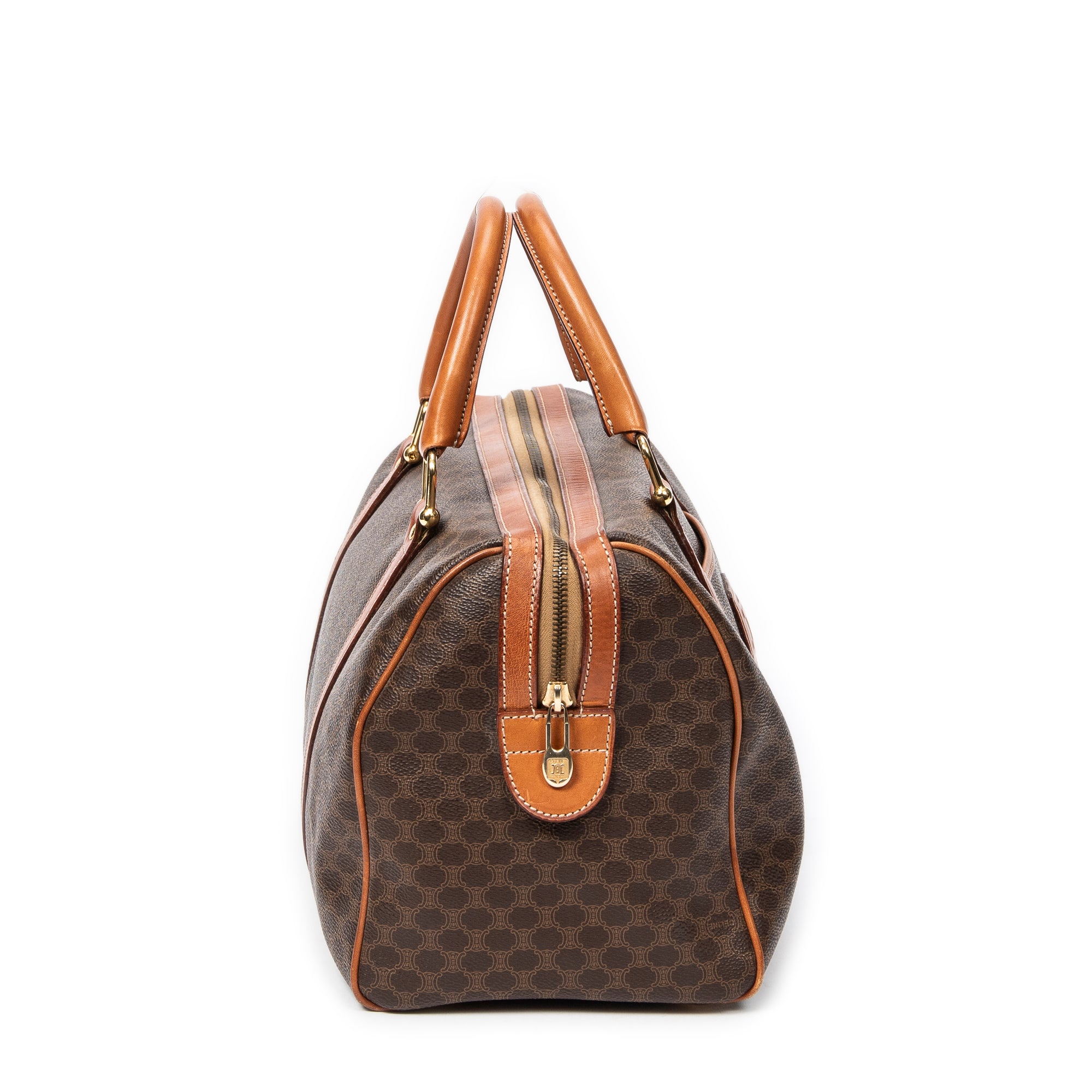 Handbag Vintage Medium Boston Brown Macadam Coated Canvas