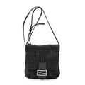 Bolso de hombro con solapa pequeña y bandolera de lona Zucchino negra