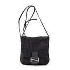 Bolso de hombro con solapa pequeña y bandolera de lona Zucchino negra