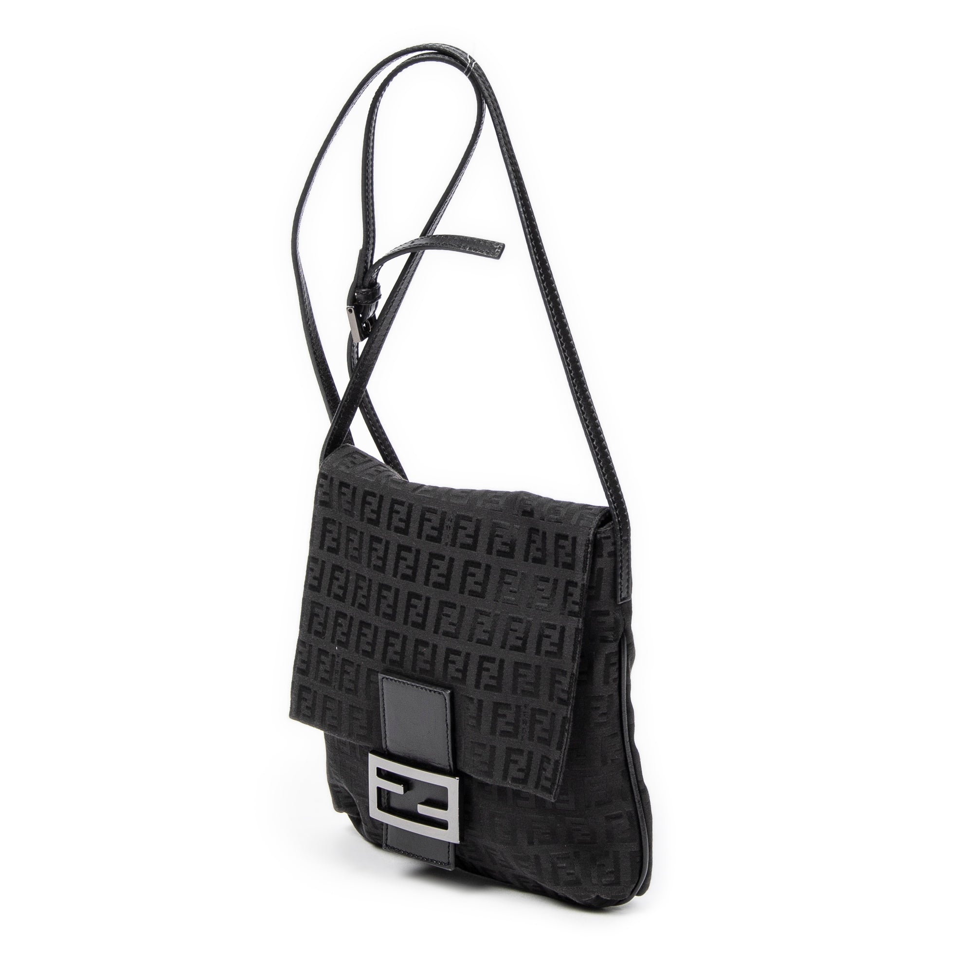 Shoulder Bag Small Flap Crossbody Black Zucchino Canvas