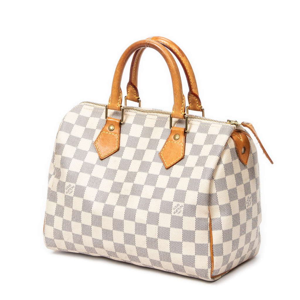 Bolso de mano Speedy 25 de lona Damier Azur color marfil