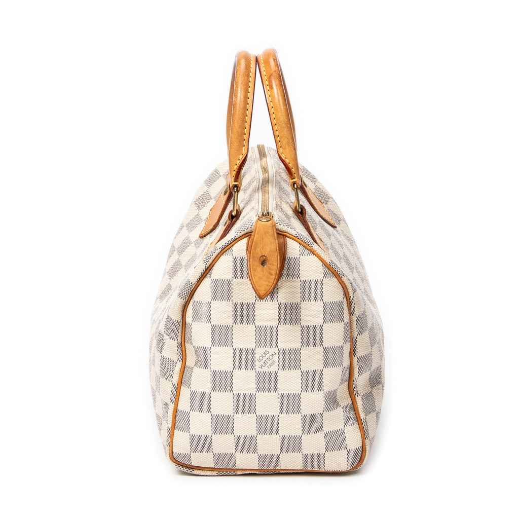 Bolso de mano Speedy 25 de lona Damier Azur color marfil