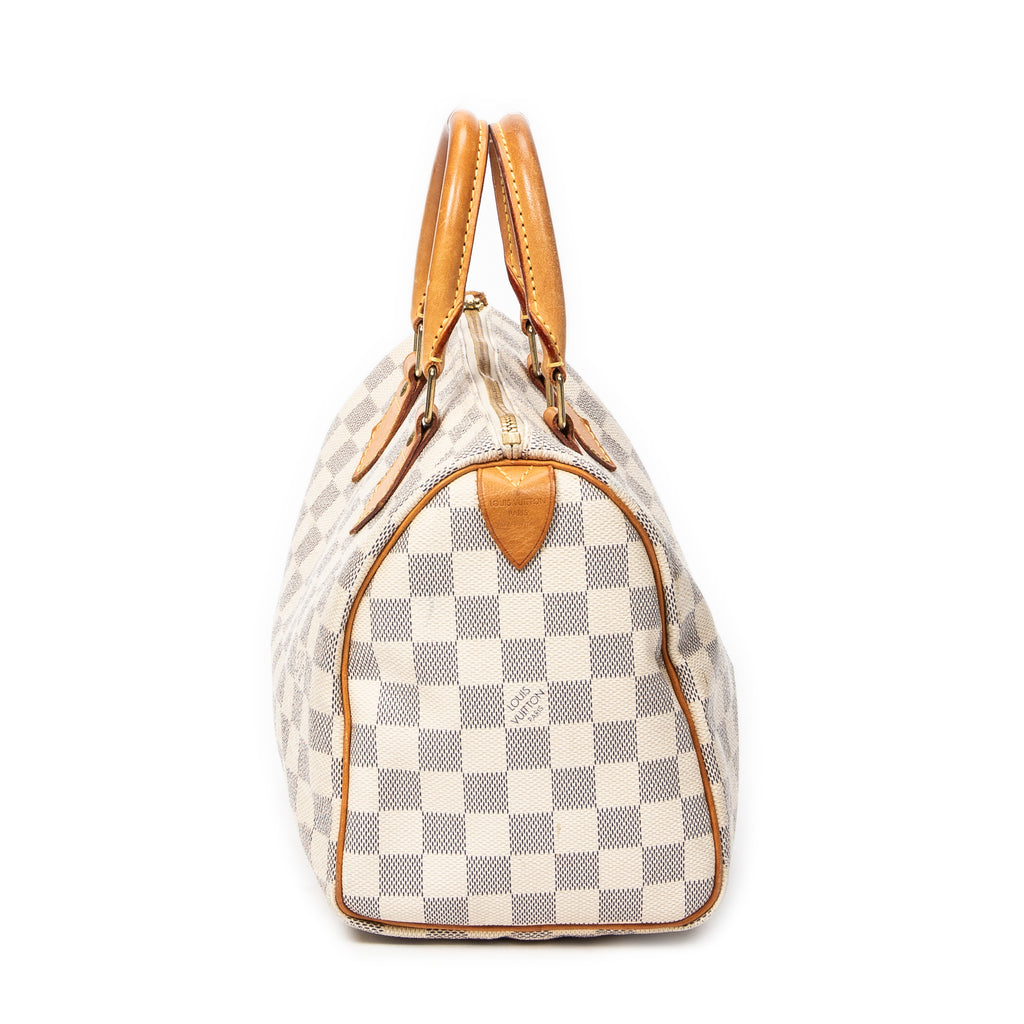 Bolso de mano Speedy 25 de lona Damier Azur color marfil