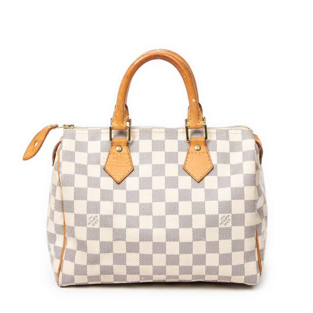 Bolso de mano Speedy 25 de lona Damier Azur color marfil