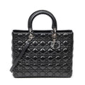 Bolso de Hombro Grande Lady Dior con Cremallera de Piel de Cordero Cannage Negra