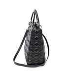 Bolso de Hombro Grande Lady Dior con Cremallera de Piel de Cordero Cannage Negra