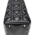 Bolso de Hombro Grande Lady Dior con Cremallera de Piel de Cordero Cannage Negra