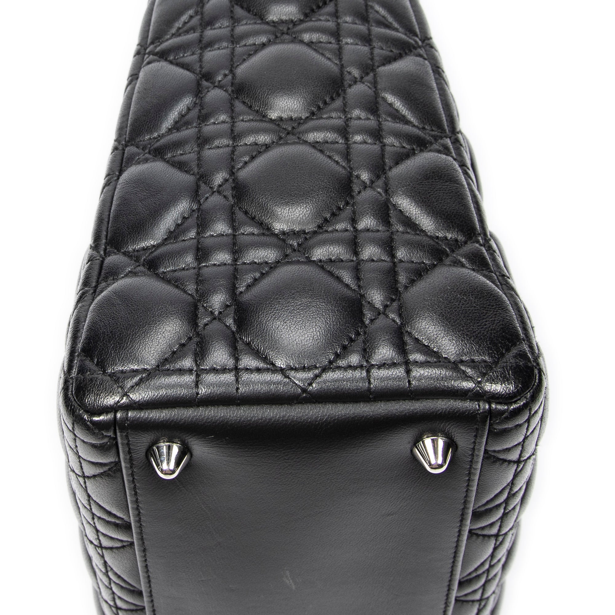 Bolso de Hombro Grande Lady Dior con Cremallera de Piel de Cordero Cannage Negra