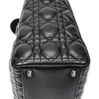 Bolso de Hombro Grande Lady Dior con Cremallera de Piel de Cordero Cannage Negra