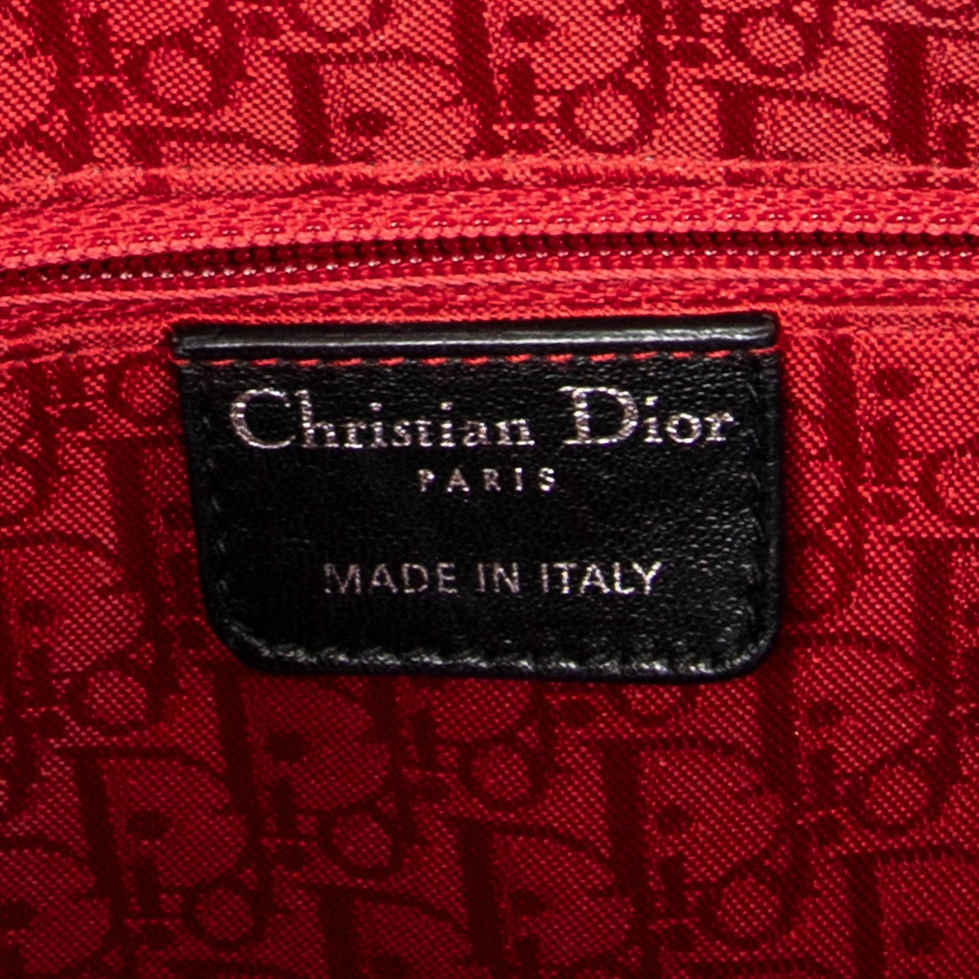 Bolso de Hombro Grande Lady Dior con Cremallera de Piel de Cordero Cannage Negra