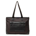 Shoulder Bag Front Pocket Tote Dark Brown Monogrammed Nylon Canvas