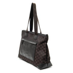 Shoulder Bag Front Pocket Tote Dark Brown Monogrammed Nylon Canvas