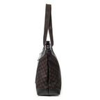 Shoulder Bag Front Pocket Tote Dark Brown Monogrammed Nylon Canvas