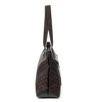 Shoulder Bag Front Pocket Tote Dark Brown Monogrammed Nylon Canvas