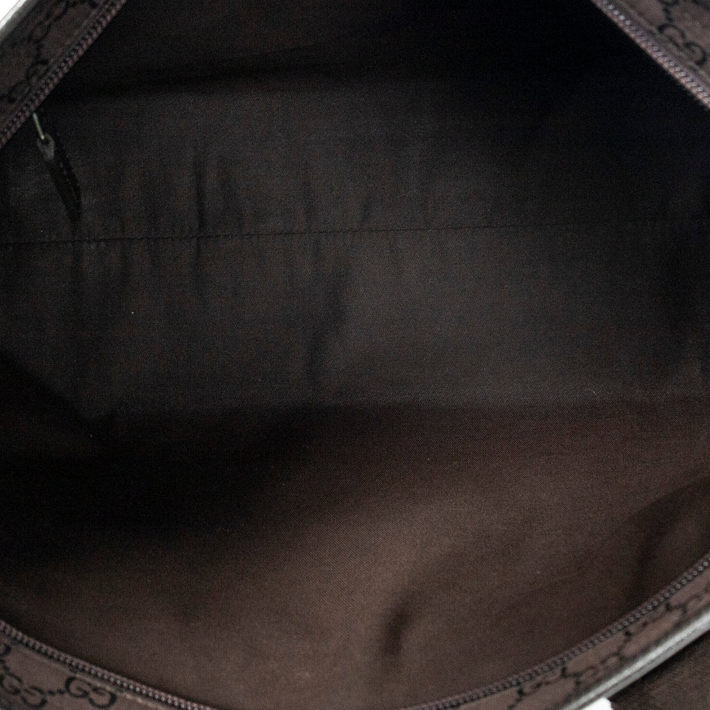 Shoulder Bag Front Pocket Tote Dark Brown Monogrammed Nylon Canvas