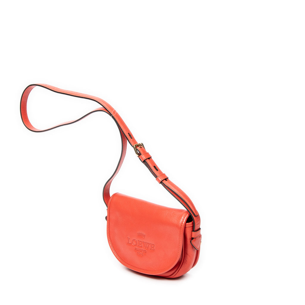 Shoulder Bag Mini Heritage Flap Crossbody Orange Grained Calfskin Leather