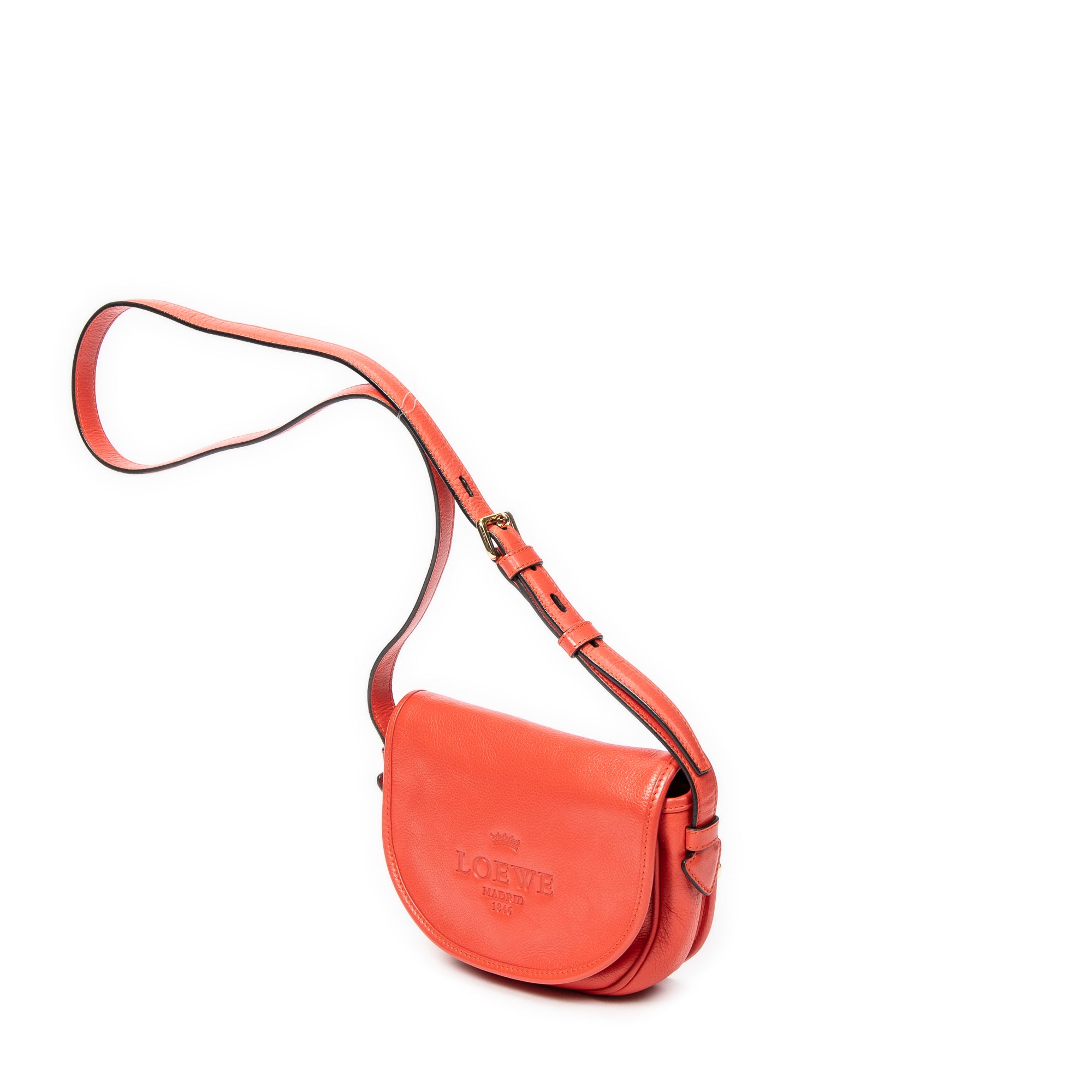 Shoulder Bag Mini Heritage Flap Crossbody Orange Grained Calfskin Leather