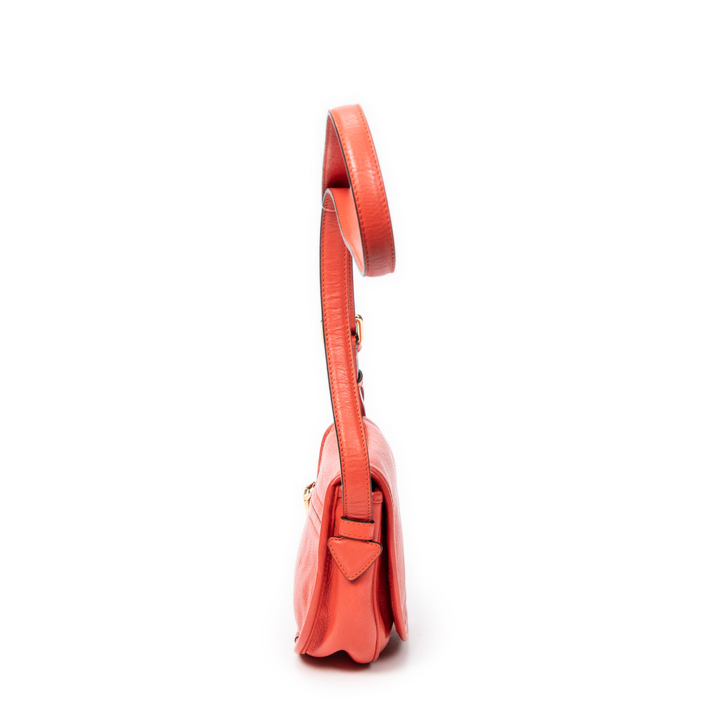 Shoulder Bag Mini Heritage Flap Crossbody Orange Grained Calfskin Leather