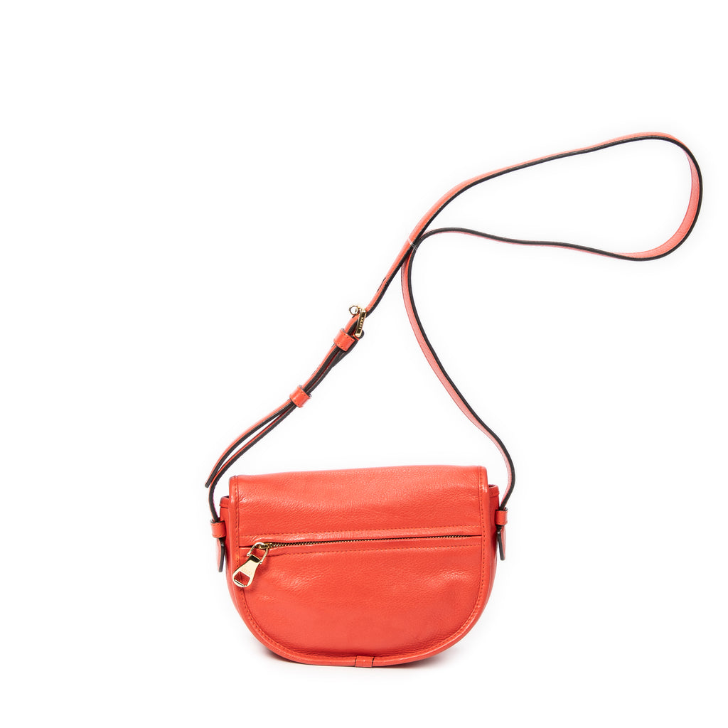 Shoulder Bag Mini Heritage Flap Crossbody Orange Grained Calfskin Leather