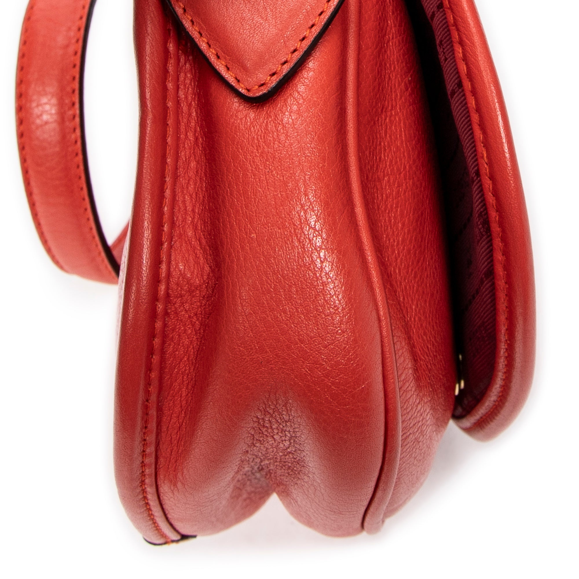 Shoulder Bag Mini Heritage Flap Crossbody Orange Grained Calfskin Leather
