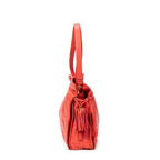 Shoulder Bag Small Tassel Flamenco Orange Embossed Calfskin Leather