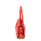 Shoulder Bag Small Tassel Flamenco Orange Embossed Calfskin Leather