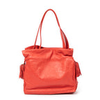 Shoulder Bag Small Tassel Flamenco Orange Embossed Calfskin Leather