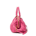 Shoulder Bag Bauletto Top Handle Pink Nappa Matelasse Leather