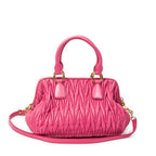 Shoulder Bag Bauletto Top Handle Pink Nappa Matelasse Leather