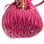 Shoulder Bag Bauletto Top Handle Pink Nappa Matelasse Leather