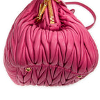 Shoulder Bag Bauletto Top Handle Pink Nappa Matelasse Leather