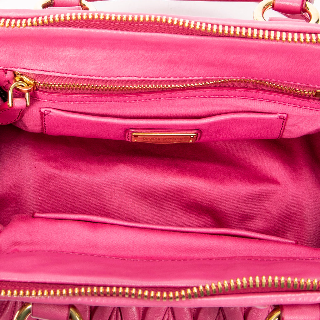 Shoulder Bag Bauletto Top Handle Pink Nappa Matelasse Leather