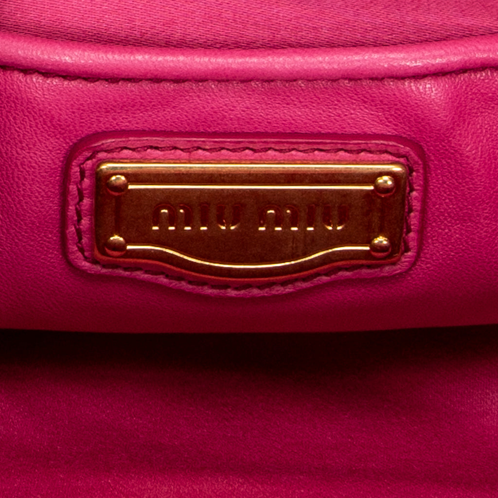Shoulder Bag Bauletto Top Handle Pink Nappa Matelasse Leather