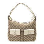Shoulder Bag Medium Abbey Pocket Hobo Beige Monogrammed Canvas