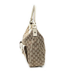 Shoulder Bag Medium Abbey Pocket Hobo Beige Monogrammed Canvas